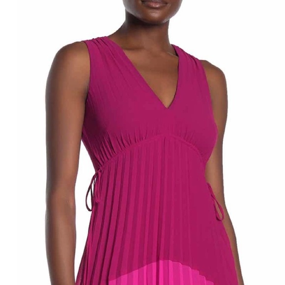 Taylor Pleated Asymmetric ColorBlock Chiffon Dress - Picture 9 of 11